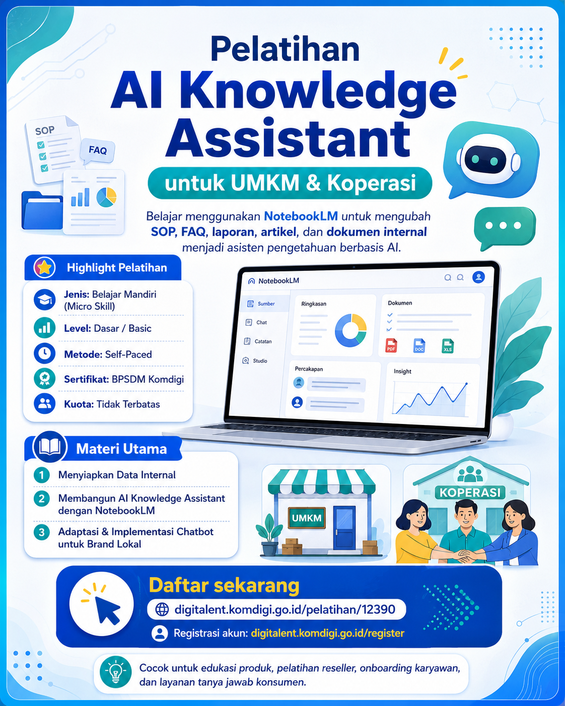 Pelatihan NotebookLM Dorong UMKM dan Koperasi Bangun AI Knowledge Assistant