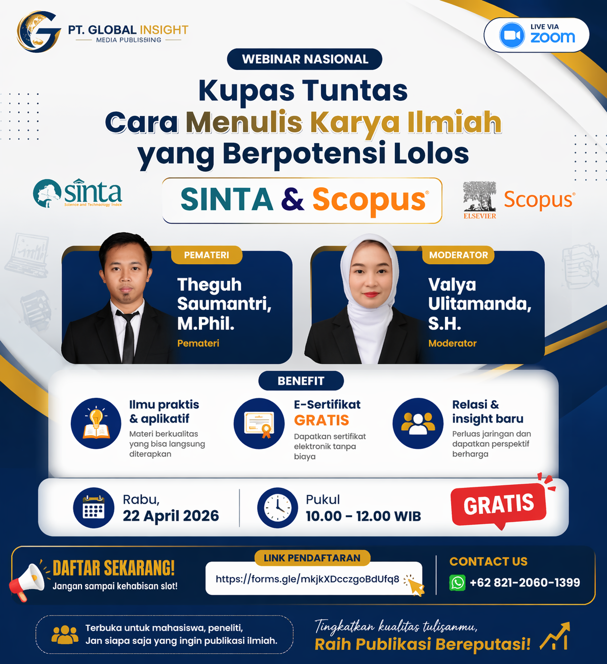 Webinar - Cara Efektif Menulis Karya Ilmiah yang Berpeluang Tembus SINTA & Scopus