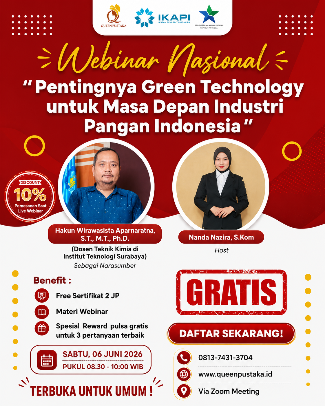 Webinar Nasional Bahas Pentingnya Green Technology untuk Masa Depan Industri Pangan Indonesia